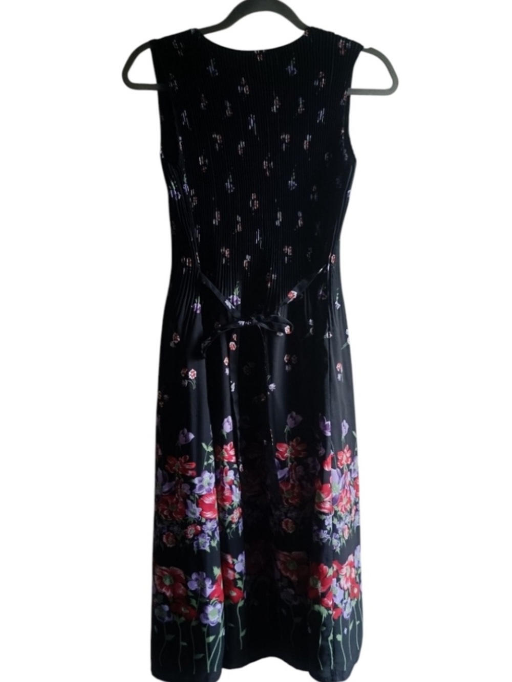 Vintage Black & Red Sleeveless Midi Cocktail Dress M/L - Picture 3 of 7